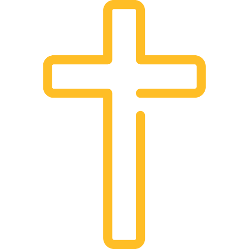 Ein gelbes Kreuz als schlichtes Symbol für Glauben und Hoffnung.